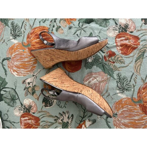 Calvin Klein Heidy Platform Cork Wedge Heels, Slingback Pumps, Sz 8.5 - Picture 8 of 11